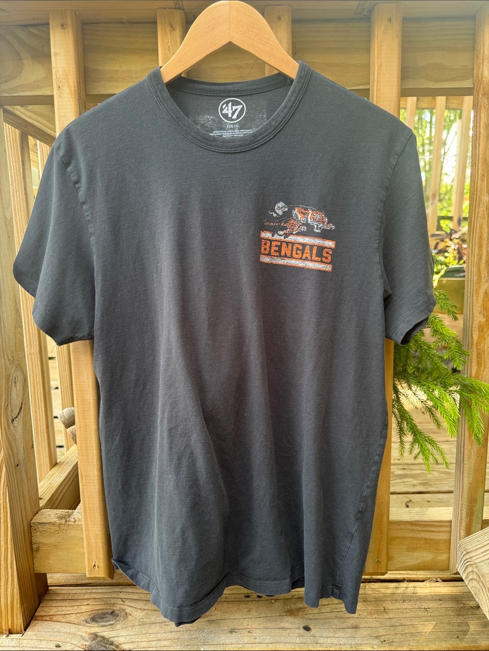 '47 Brand Black Cincinnati Bengals Logo Tee with Orange Accent